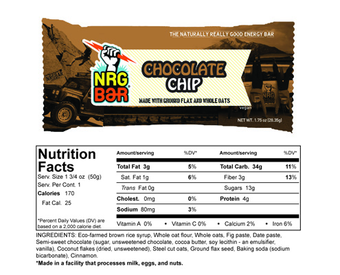 Order NRG BAR Chocolate Chip Coconut Naturally Really Good Energy Bar